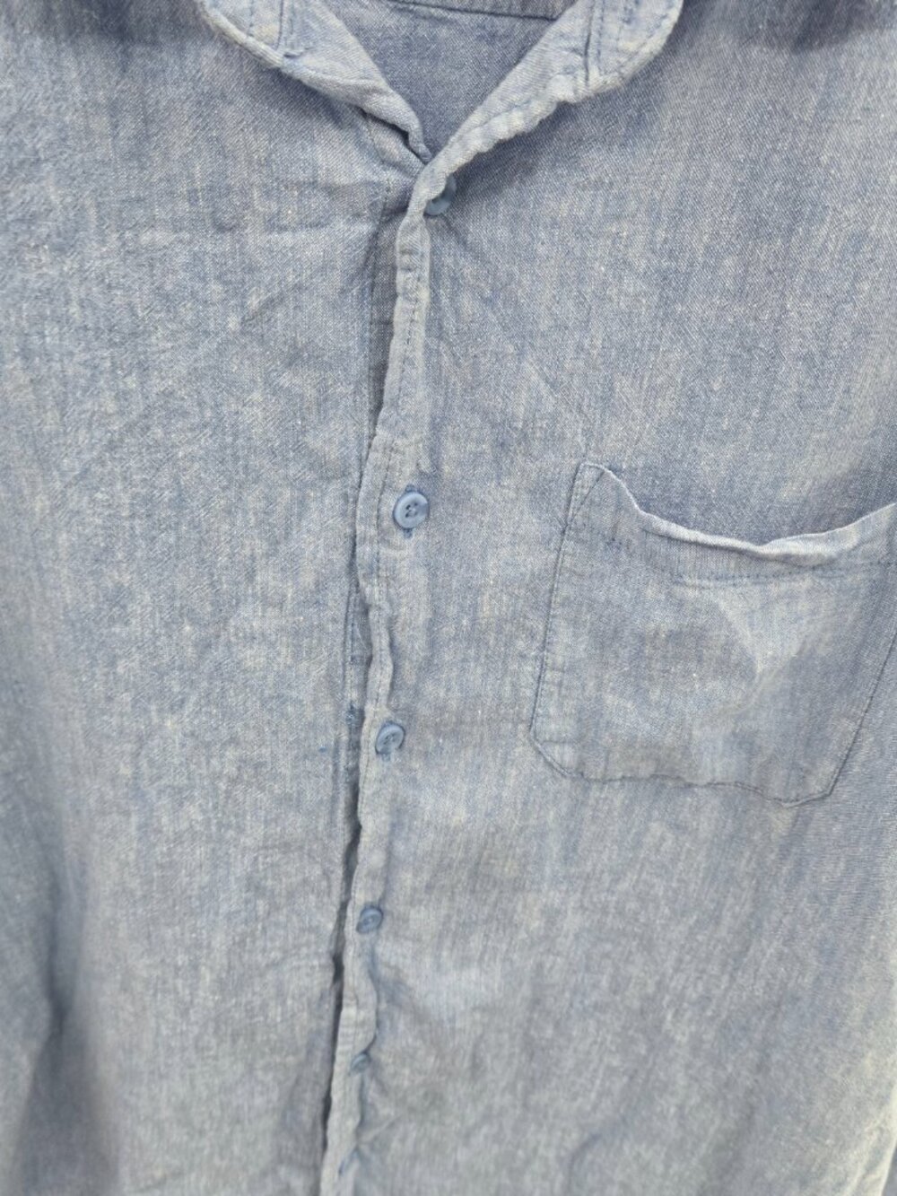Magashoni Man Blue Linen/Viscose Button Down Long Sleeved Shirt Size XL - Picture 7 of 12